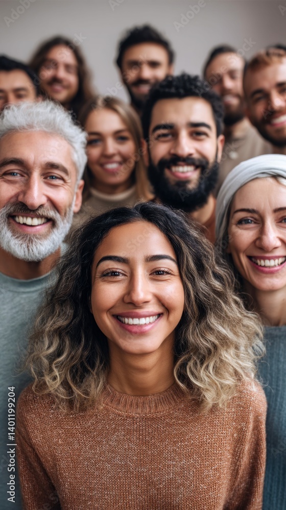 A diverse group of smiling faces expresses happiness and community in a heartwarming portrait. A diverse group of smiling faces expresses happiness and community in a heartwarming portrait.