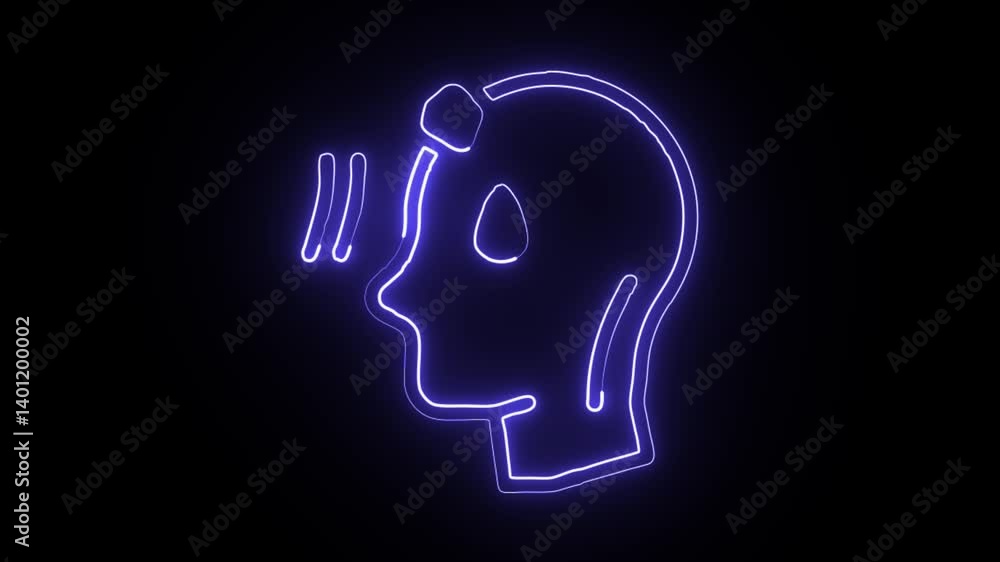 glowing neon stress icon, isolated, black background, HD motion graphic animation glowing neon stress icon, isolated, black background, HD motion graphic animation