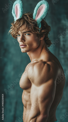 Sexy man in bunny ears