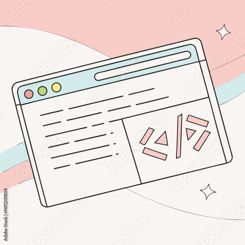 Minimalist code editor icon with sleek modern UI and pastel theme
