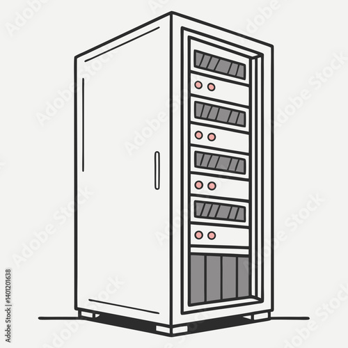 Minimal server rack emoji with blinking lights
