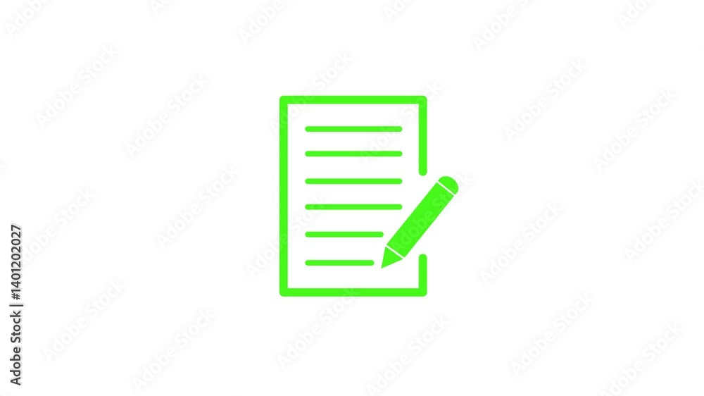 Document icon with pen sign animation. Documents checklist with a pen icon isolated. Six line , Documents list icon, Business Documents icon isolated. Document icon with pen sign animation. Documents checklist with a pen icon isolated. Six line , Documents list icon, Business Documents icon isolated.
