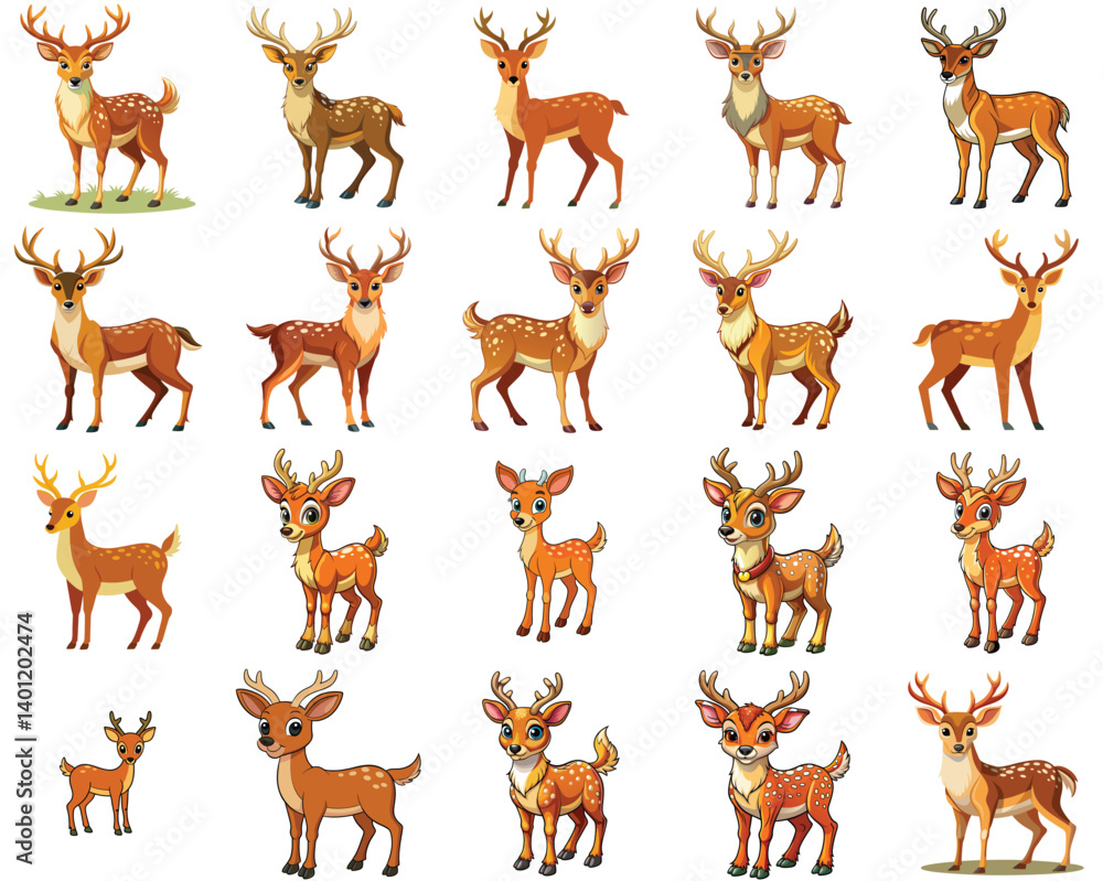 Fototapeta premium Deer vector illustration isolated on white background.