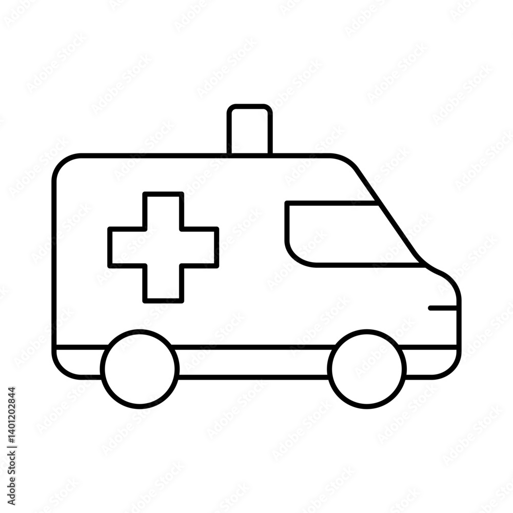 Minimalist black and white ambulance icon in outline style, commonly used for healthcare, emergency, or medical app interfaces. Ambulance icon. Vector illustration Minimalist black and white ambulance icon in outline style, commonly used for healthcare, emergency, or medical app interfaces. Ambulance icon. Vector illustration