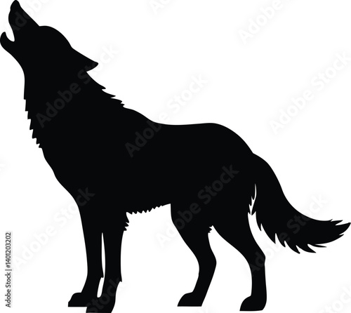 wolf howling  black  simple silhouette  vector illustration