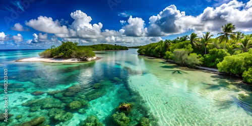 Untouched nature preserve with a crystal-clear beach lagoon