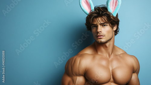 Sexy man in bunny ears