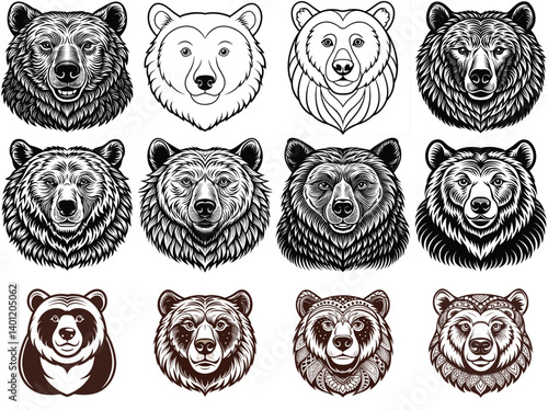 Bear had silhouette vector illustration isolated on white background.