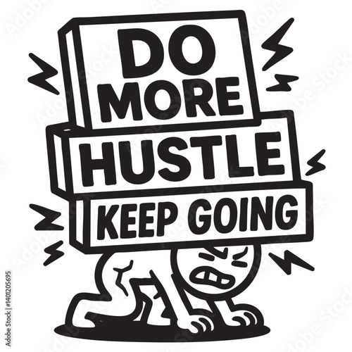 Hustle culture burden concept cartoon illustration