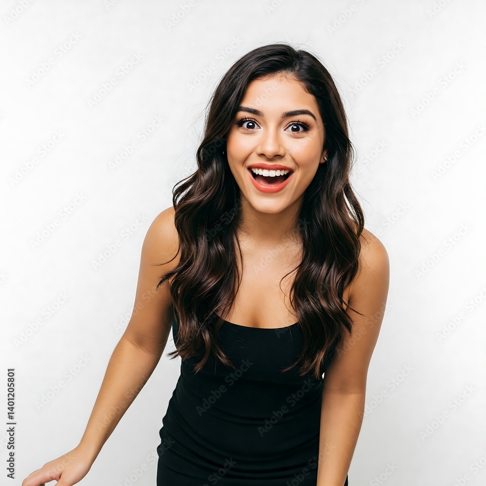 Expressive Young Woman Laughing Joyfully: Dynamic Studio Portrait with Open Mouth Expressive Young Woman Laughing Joyfully: Dynamic Studio Portrait with Open Mouth