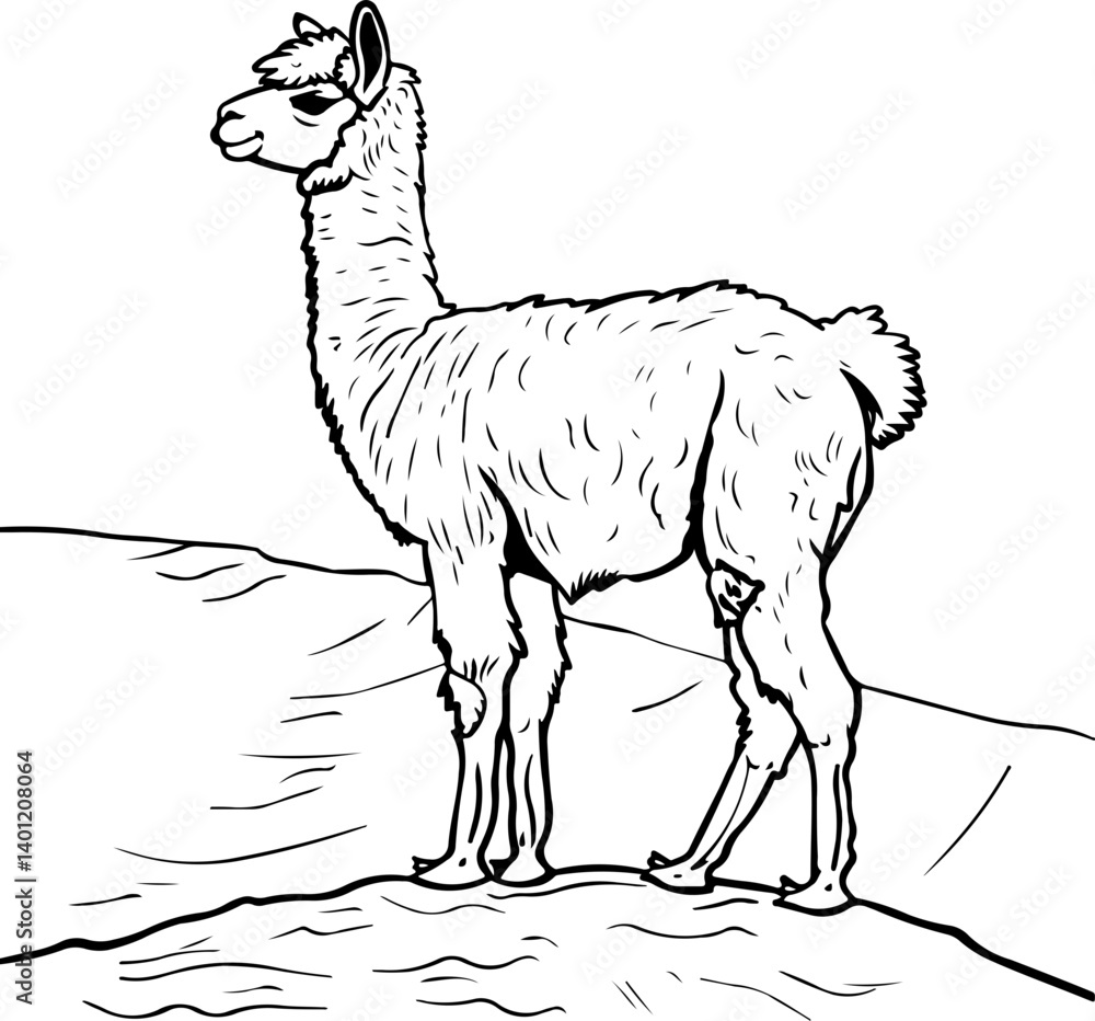 Fototapeta premium alpaca, giraffe, animal, cartoon, wild, safari, vector, zoo, illustration, mammal, animals, nature, wildlife, zebra, neck, cute, tall, funny, baby, drawing, jungle, art, design, set, fun, elephant