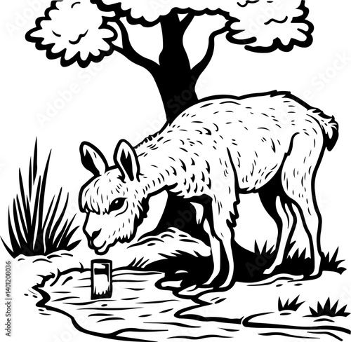 alpaca, giraffe, animal, cartoon, wild, safari, vector, zoo, illustration, mammal, animals, nature, wildlife, zebra, neck, cute, tall, funny, baby, drawing, jungle, art, design, set, fun, elephant
