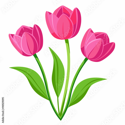 Wallpaper Mural bouquet of pink tulips Vector icon illustration silhouette Graphics design white background Torontodigital.ca