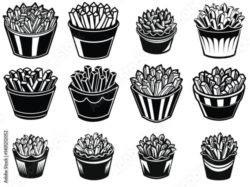 Poutine silhouette vector illustration isolated on white background.