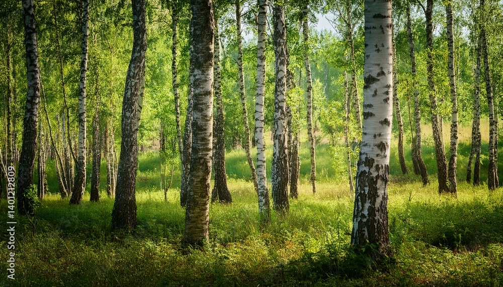 Obraz premium birch trees in a summer forest
