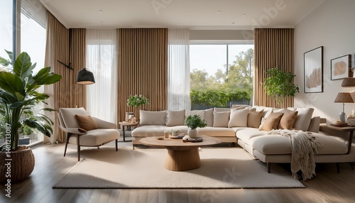 a tastefully styled living room with a mix of soft textures modern furnishings and muted colors exuding understated elegance and comfort