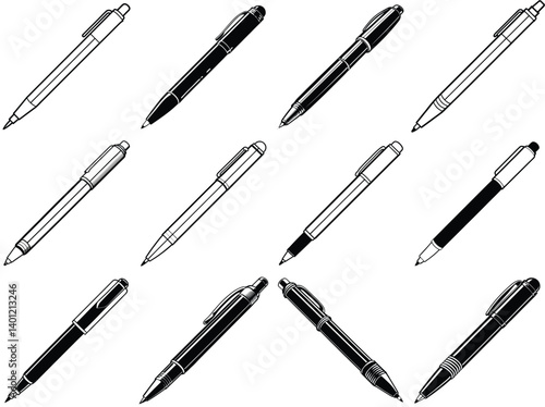 pen ballpoint silhouette vector illustration isolated on white background.