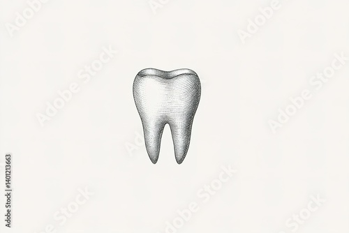Detailed illustration of a tooth showcasing the structure and anatomy of dental health in a minimalist design style