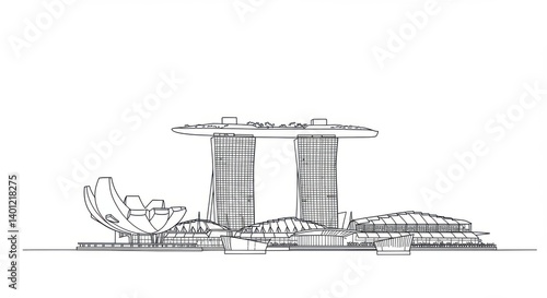 Marina Bay Sands Singapore Line Drawing