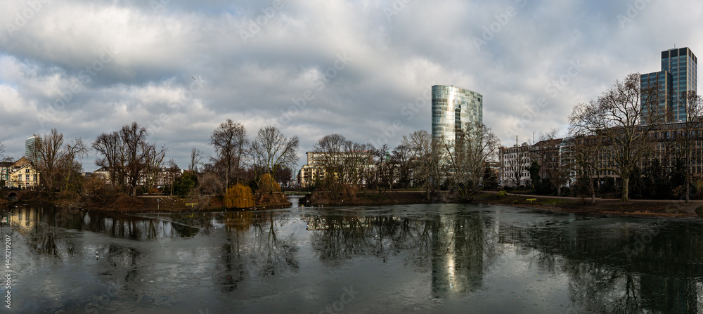 Frozen lake and dramattic clouds