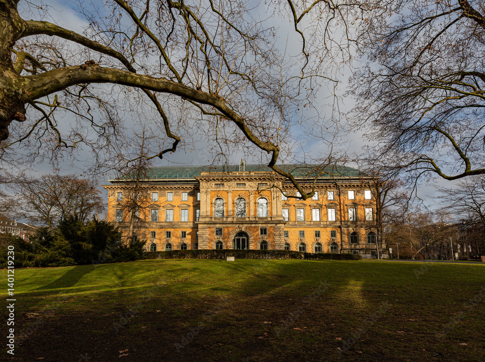 Building of museum in the park