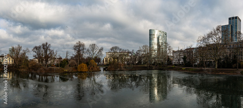 Frozen lake and dramattic clouds