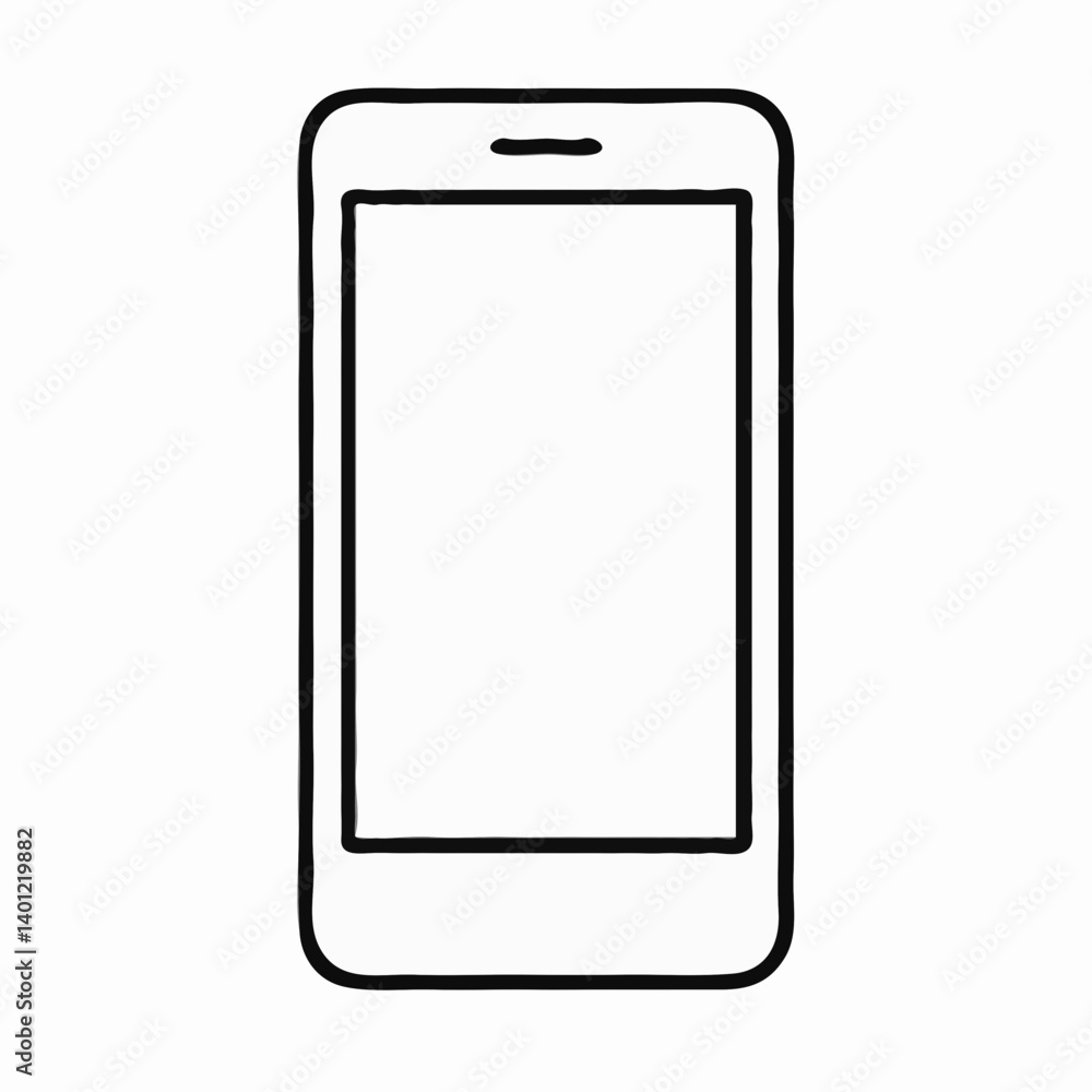 Outline of a Smartphone with Blank Screen for Design Purposes