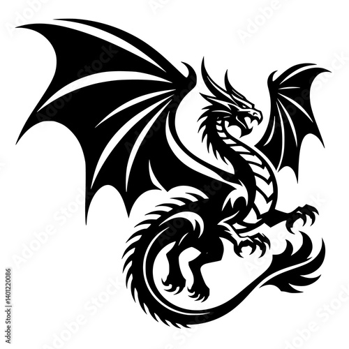 Wallpaper Mural tattoo, vector, dragon, animal, illustration, tribal, symbol, black, silhouette, art, head, design, cartoon, bird, sign, nature, wild, monster, logo, tiger, lion, wolf, teeth, mascot, wildlife Torontodigital.ca