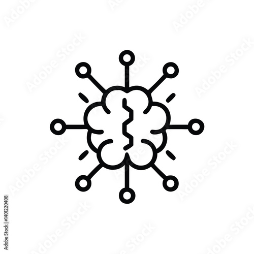 Digital Brain Network Connection Neural Link Technology Conceptual Line Art For Artificial Intelligence And Cognitive Enhancement