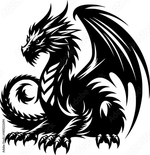 Wallpaper Mural tattoo, vector, dragon, animal, illustration, tribal, symbol, black, silhouette, art, head, design, cartoon, bird, sign, nature, wild, monster, logo, tiger, lion, wolf, teeth, mascot, wildlife Torontodigital.ca