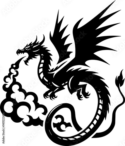 Wallpaper Mural tattoo, vector, dragon, animal, illustration, tribal, symbol, black, silhouette, art, head, design, cartoon, bird, sign, nature, wild, monster, logo, tiger, lion, wolf, teeth, mascot, wildlife Torontodigital.ca