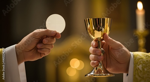 wafer and wine symbolizing the last supper and the body and blood of christ in holy communion