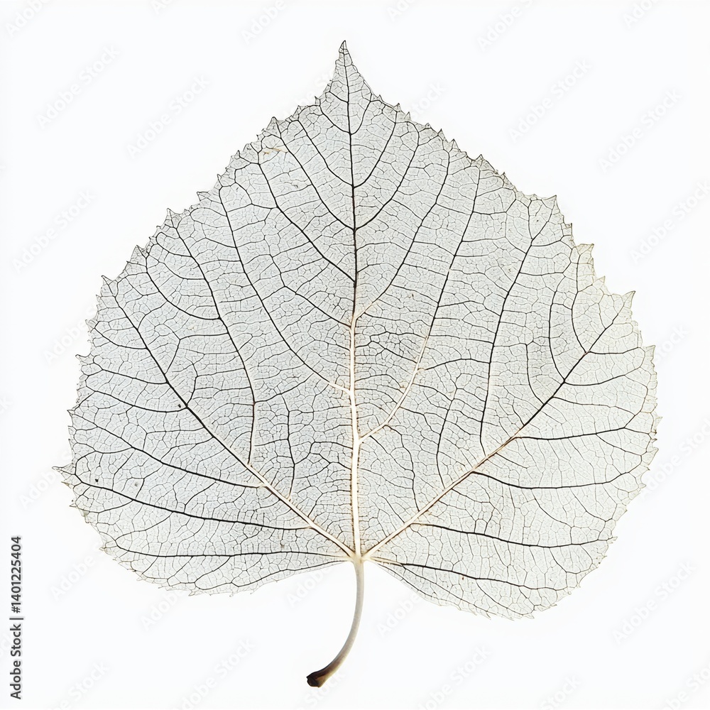 Obraz premium Delicate Skeleton Leaf with Intricate Veins Against a Clean Background for Nature and Botanical Designs