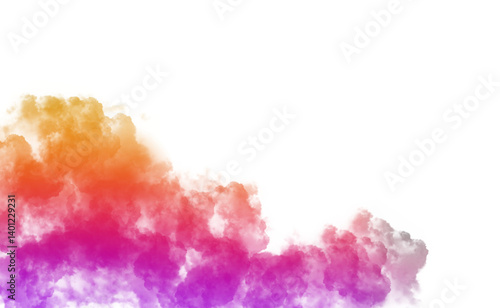 Vivid gradient smoke cloud with colors transitioning from yellow to pink and purple shades , creating a dramatic and modern artistic effect. Perfect for abstract and creative design