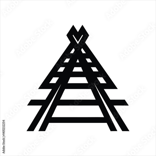  Railroad Stop Symbol Minimalist Silhouette Vector