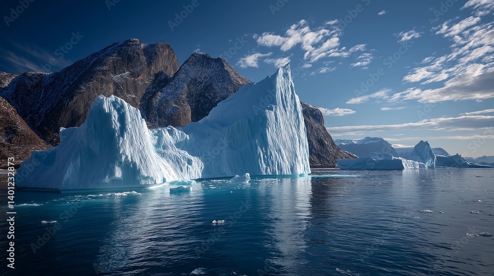 Stunning Aerial View of Arctic Iceberg and Glacier: Pristine Frozen Landscape in Blue Hues Stunning Aerial View of Arctic Iceberg and Glacier: Pristine Frozen Landscape in Blue Hues