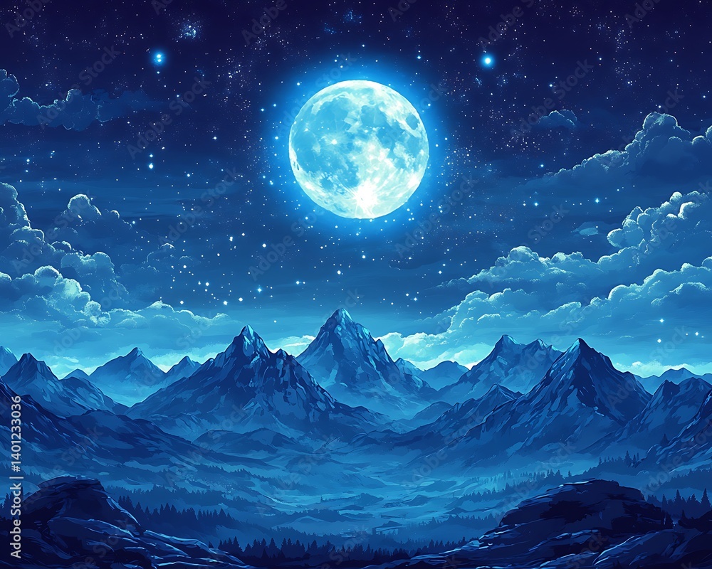 Night Moon Mountain View Night Moon Mountain View