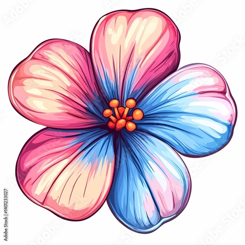 Colorful Floral Illustration: Whimsical and Vibrant Botanical Design for Wall Art, Greeting Cards, and Creative Decor