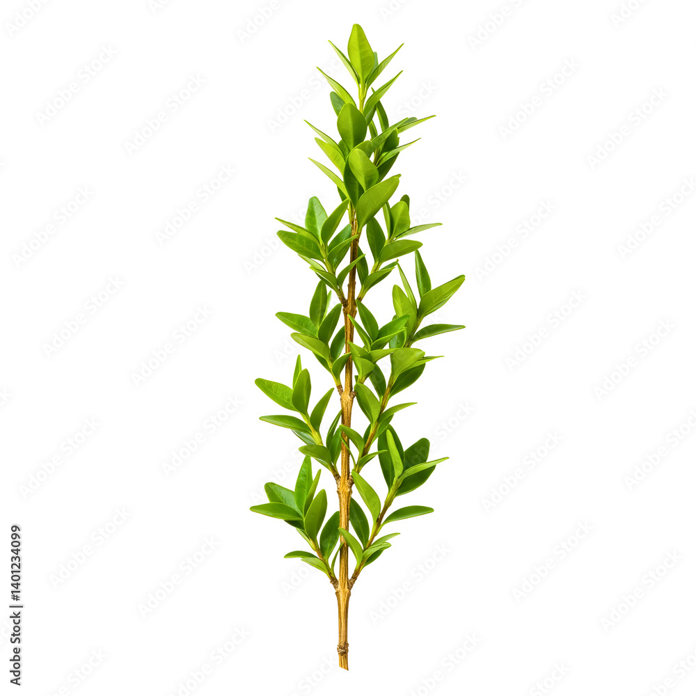 Naklejka premium Green boxwood branch isolated on white background 