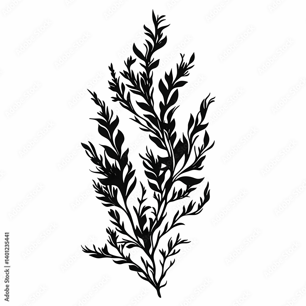 Black and White Botanical Line Art: Elegant Silhouettes and Ornamental Foliage for Eco-Friendly Graphic Design Black and White Botanical Line Art: Elegant Silhouettes and Ornamental Foliage for Eco-Friendly Graphic Design