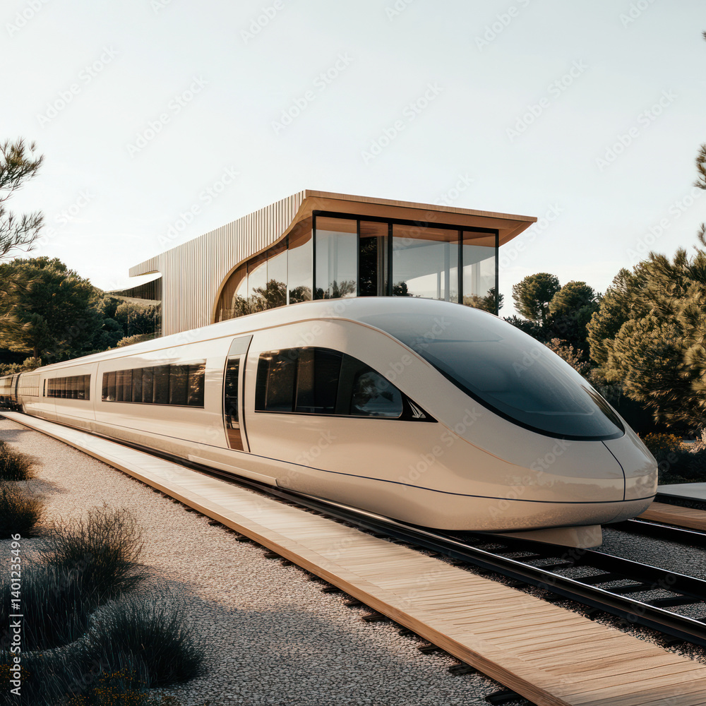 Naklejka premium train on railway station