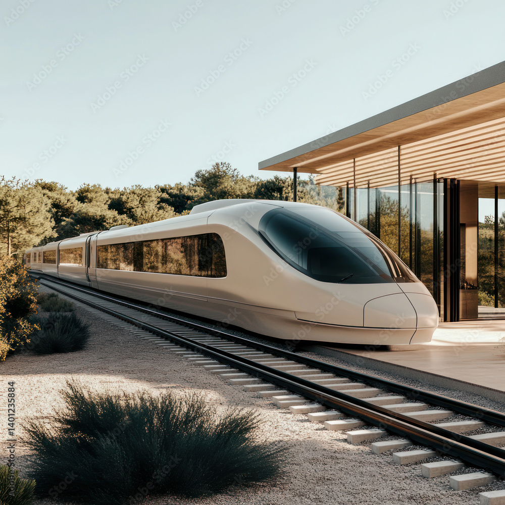 Naklejka premium train on the railway station