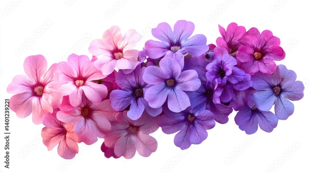 A bunch of vibrant Verbena flowers, isolated with clear edges and rich colors, perfect for design purposes