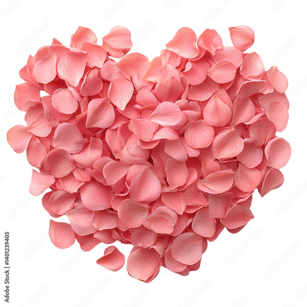 Fototapeta premium mother day concept. Heart-shaped arrangement of pink rose petals on a black background. isolated on white background