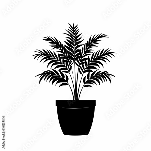 Modern Black Silhouette Houseplant for Eco-Friendly Interior Design and Home Decor