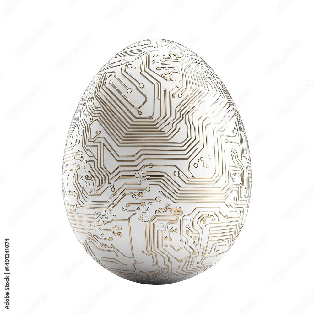 easter festival concept Digital egg design featuring intricate circuit patterns. isolated on white background easter festival concept Digital egg design featuring intricate circuit patterns. isolated on white background