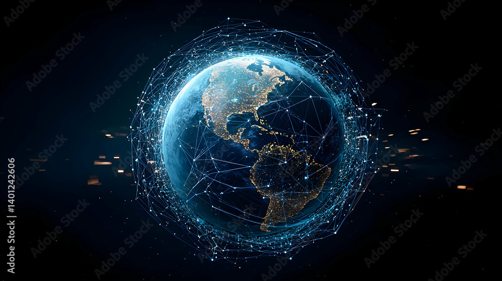 Digital Representation Of Earth At Night Digital Representation Of Earth At Night
