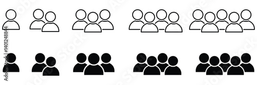 People group icon set. Team people. User profile symbol. Group of people or group of users collection. Vector illustration