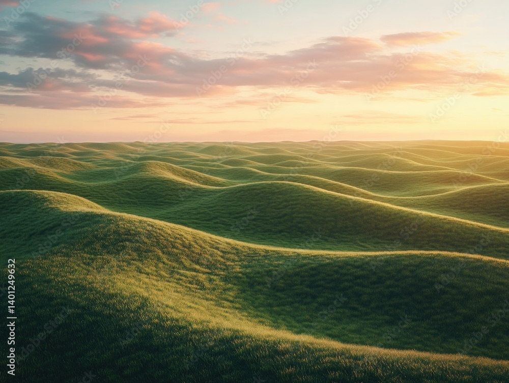 Obraz premium Field of grass at sunset