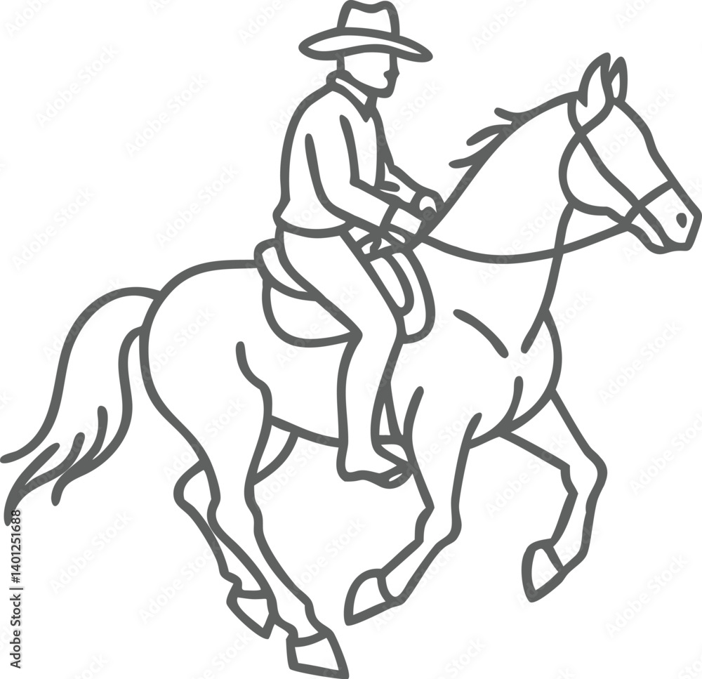 cowboy riding horse line art orange gradient cowboy riding horse line art orange gradient